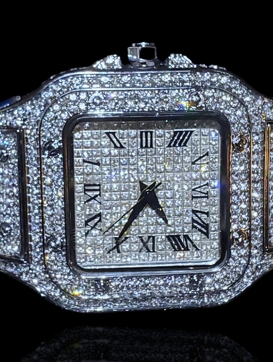 Iced Out VVS Square Roman Dial Gold | Stainless Steel Bust Down Watch (NWOT) main image 6